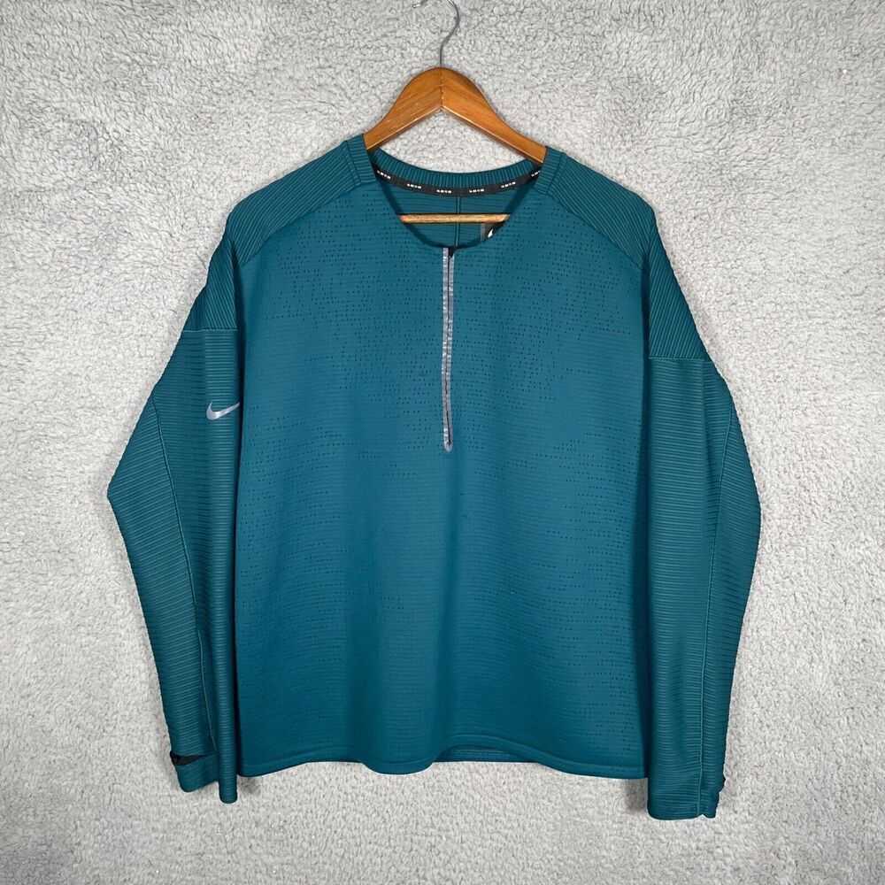 Nike Tech Pack Running Shirt Men's L Long Sleeve Half Zip Top Green CJ5741-347